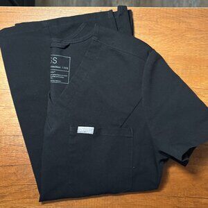 FIGS Black Slim Catarina Scrub Top